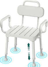 Luckfaith Shower Chair with Armrests and Backrest for Elderly Disabled Adults