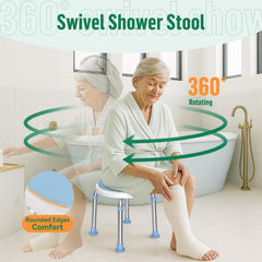 Luckfaith 360° Swivel Shower Chair with Adjustable Height – Non-Slip Bathroom Shower Stool and Lightweight Shower Seat for Disabled, Seniors & Pregnant with Limited Mobility