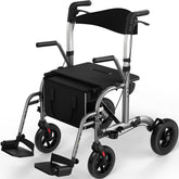 Luckfaith LR03 2 in 1 Walker Wheelchair, Folding Rolling Walker Wheelchair Combo,Charcoal Grey