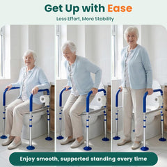 Luckfaith LTR01 Bedside Table with Toilet Rim, Height-adjustable, Portable Toilet Chair for Adults and Seniors – Blue