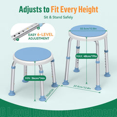 Luckfaith 360° Swivel Shower Chair with Adjustable Height – Non-Slip Bathroom Shower Stool and Lightweight Shower Seat for Disabled, Seniors & Pregnant with Limited Mobility