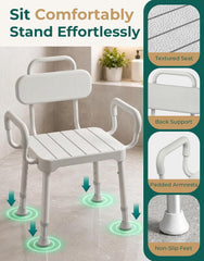 Luckfaith Shower Chair with Armrests and Backrest for Elderly Disabled Adults