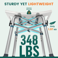 Luckfaith LC10 Height-Adjustable Shower Stool – Lightweight, Non-Slip Seat for Seniors, Pregnant Women, and Those with Limited Mobility