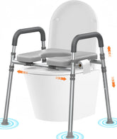 Luckfaith LTR02 Bedside Chest with Toilet Surround, Height Adjustable, Portable Commode Chair for Adults Seniors-grey