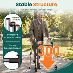 Luckfaith LW01 Lightweight Walking Frame with Wheels for Elderly & Disabled,Durable & Easy to Use Mobility Aid