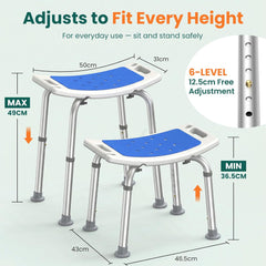 Luckfaith LC06 Shower Chair – Height-Adjustable Stool for Shower or Bathtub, Non-Slip Bench Seat for Elderly, Disabled, and Mobility-Limited Individuals
