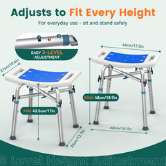 Luckfaith LC10 Height-Adjustable Shower Stool – Lightweight, Non-Slip Seat for Seniors, Pregnant Women, and Those with Limited Mobility