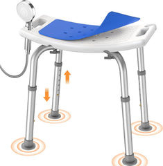 Luckfaith LC06 Shower Chair – Height-Adjustable Stool for Shower or Bathtub, Non-Slip Bench Seat for Elderly, Disabled, and Mobility-Limited Individuals