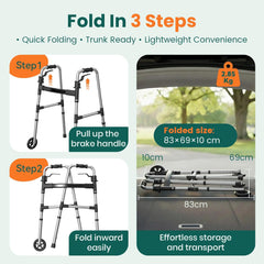Luckfaith LW01 Lightweight Walking Frame with Wheels for Elderly & Disabled,Durable & Easy to Use Mobility Aid