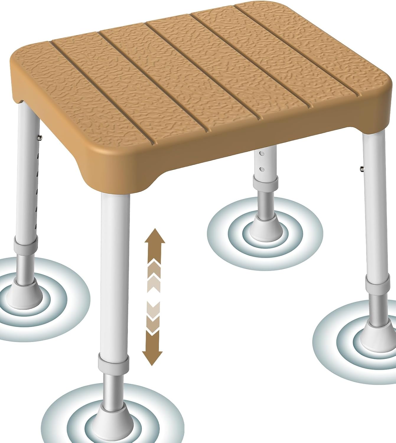 Luckfaith Lightweight Shower Stool – 350 lbs Capacity, Anti-Slip Bath Seat, Portable Shower Bench for Inside Shower, Elderly & Disabled, Brown
