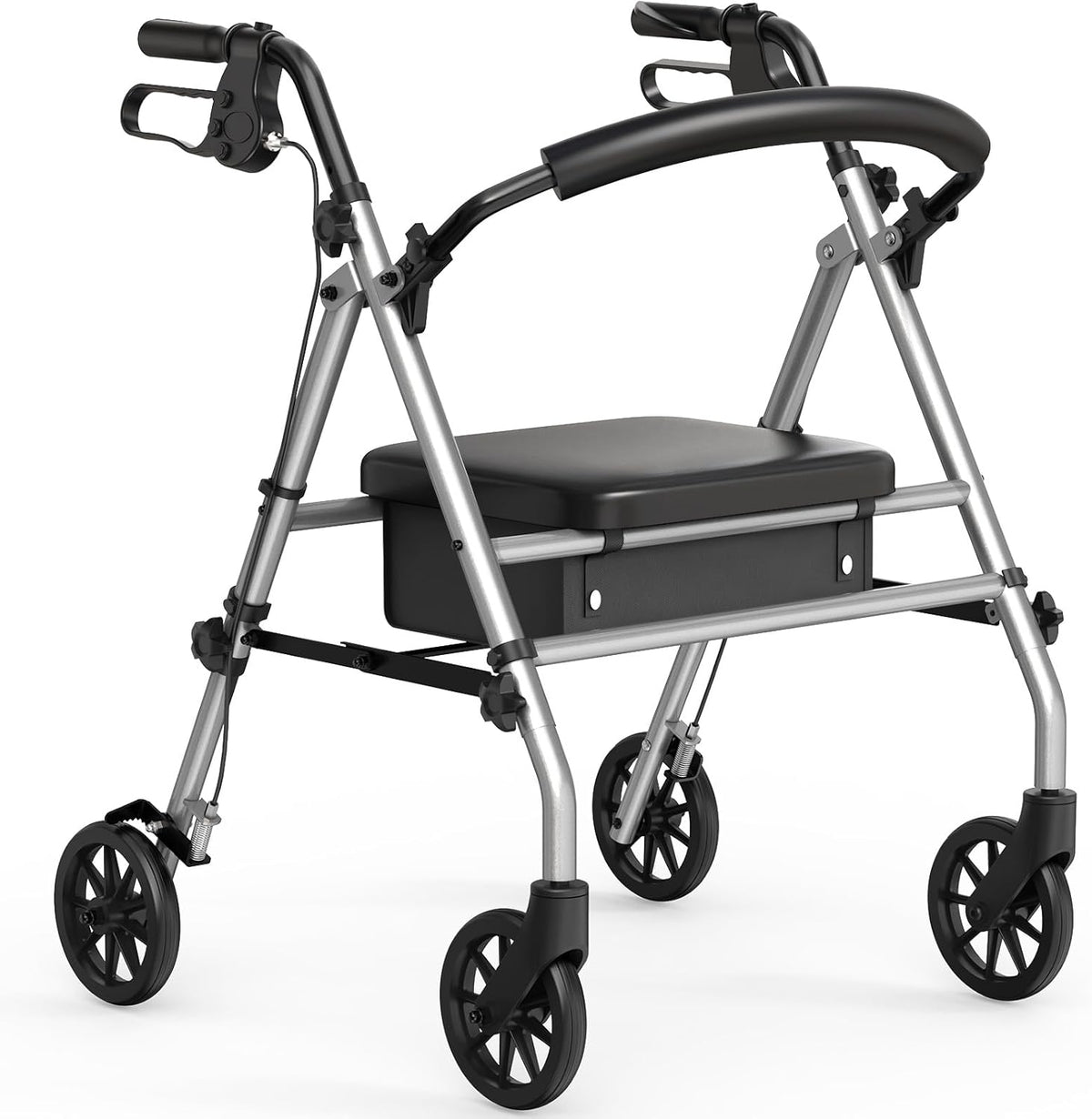 Luckfaith LR01 Folding Rollator Walker with Seat – Lightweight 4-Wheel Zimmer Frame with Storage Bag, Mobility Aid for Elderly & Disabled, Indoor & Outdoor Use, Grey