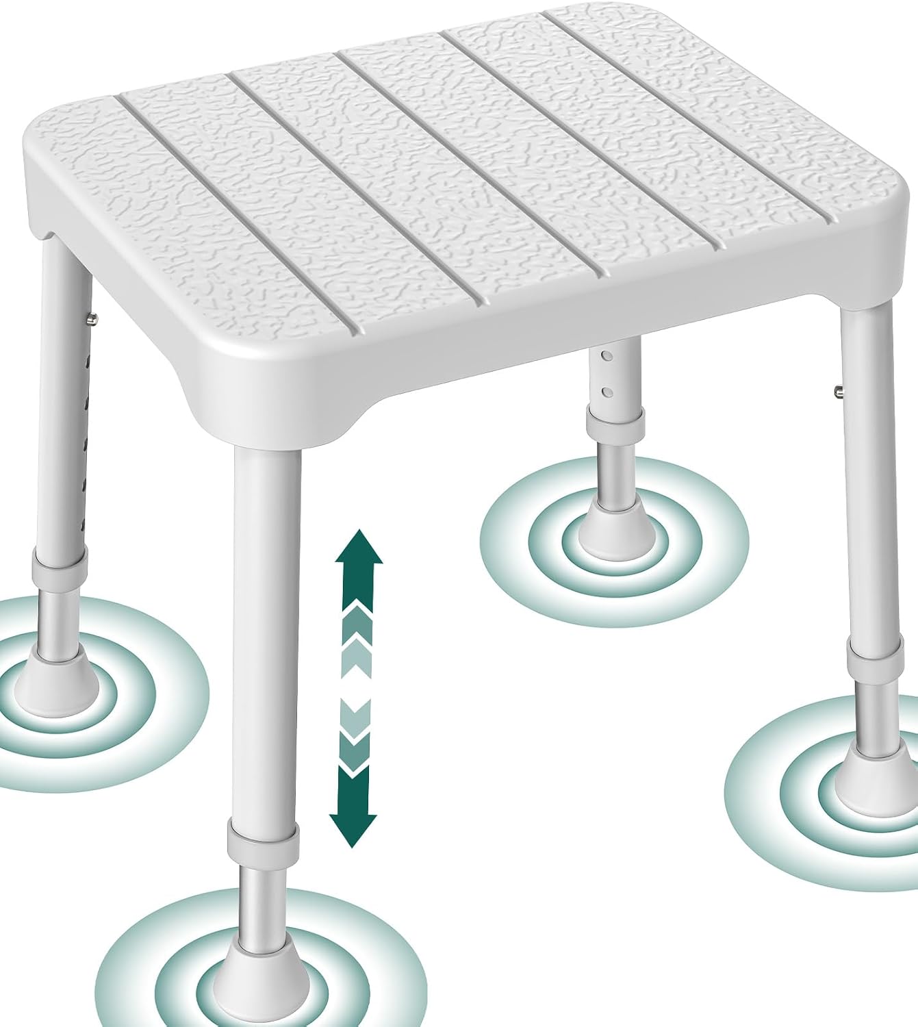 Luckfaith Shower Stool for Elderly, 348 lb Adjustable Shower Chair with Suction Feet 6-level height adjustment for small, walk-in and bathtub showers.