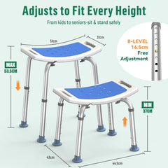 Luckfaith Shower Chair with Adjustable Height – Non-Slip Bathroom Shower Stool and Lightweight Shower Seat for Disabled, Seniors & Pregnant with Limited Mobility UK