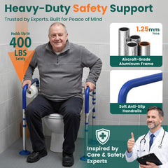 Luckfaith LTR01 Bedside Table with Toilet Rim, Height-adjustable, Portable Toilet Chair for Adults and Seniors – Blue