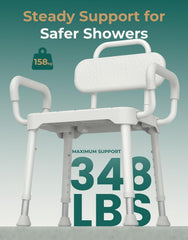 Luckfaith Shower Chair with Armrests and Backrest for Elderly Disabled Adults