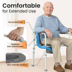 Luckfaith Lightweight Height Adjustable Commode Toilet Chair with Removable Bucket –Portable Bedside Toilet Aid for Elderly & Disabled Adults
