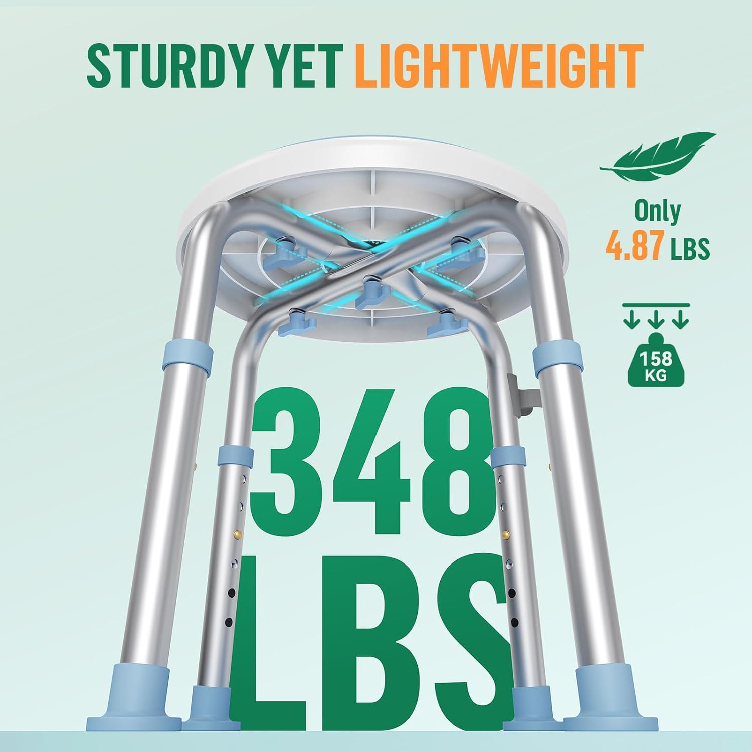 Luckfaith 360° Swivel Shower Chair with Adjustable Height – Non-Slip Bathroom Shower Stool and Lightweight Shower Seat for Disabled, Seniors & Pregnant with Limited Mobility