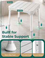 Luckfaith Shower Stool for Elderly, 348 lb Adjustable Shower Chair with Suction Feet 6-level height adjustment for small, walk-in and bathtub showers.