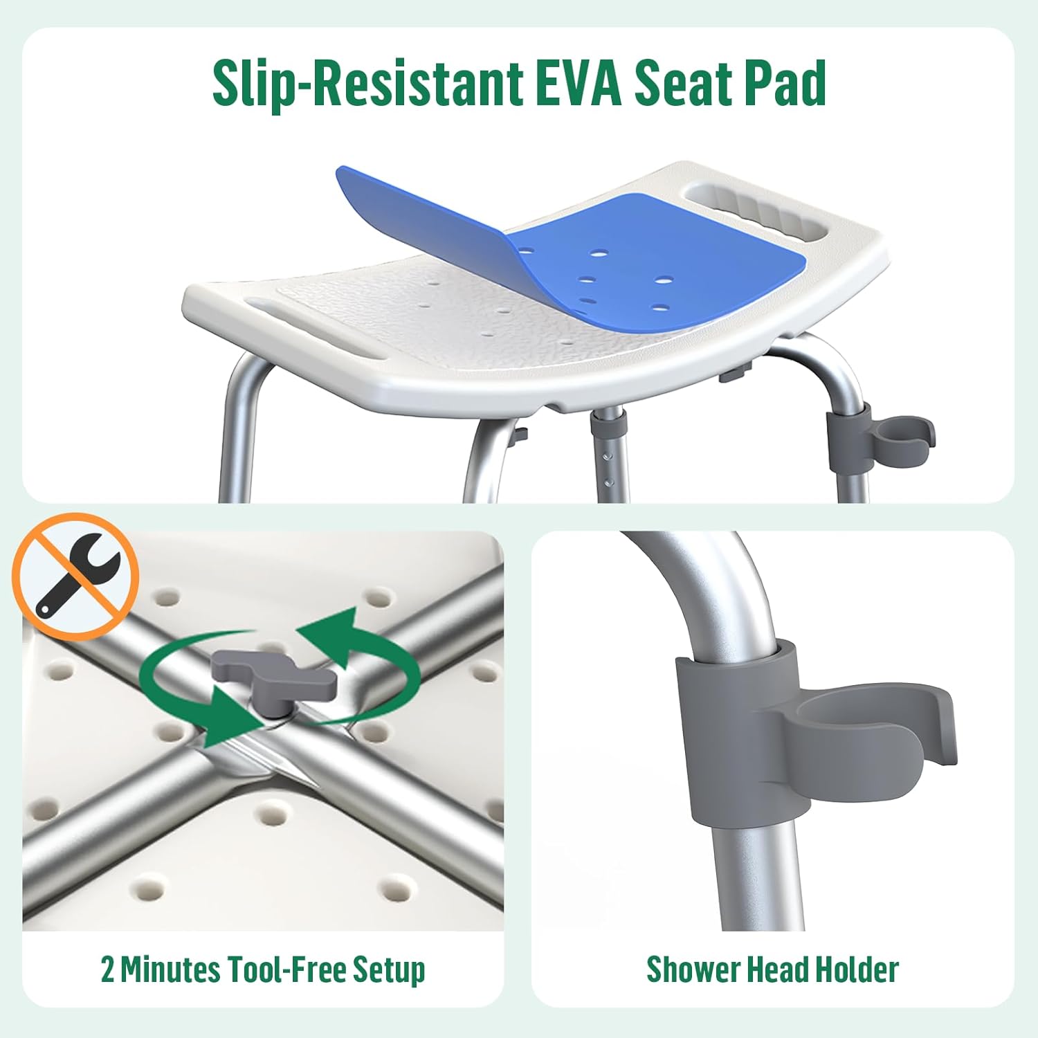 Luckfaith Shower Chair with Adjustable Height – Non-Slip Bathroom Shower Stool and Lightweight Shower Seat for Disabled, Seniors & Pregnant with Limited Mobility UK