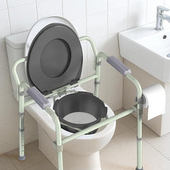 Luckfaith Lightweight Height Adjustable Commode Toilet Chair with Removable Bucket –Portable Bedside Toilet Aid for Elderly & Disabled Adults