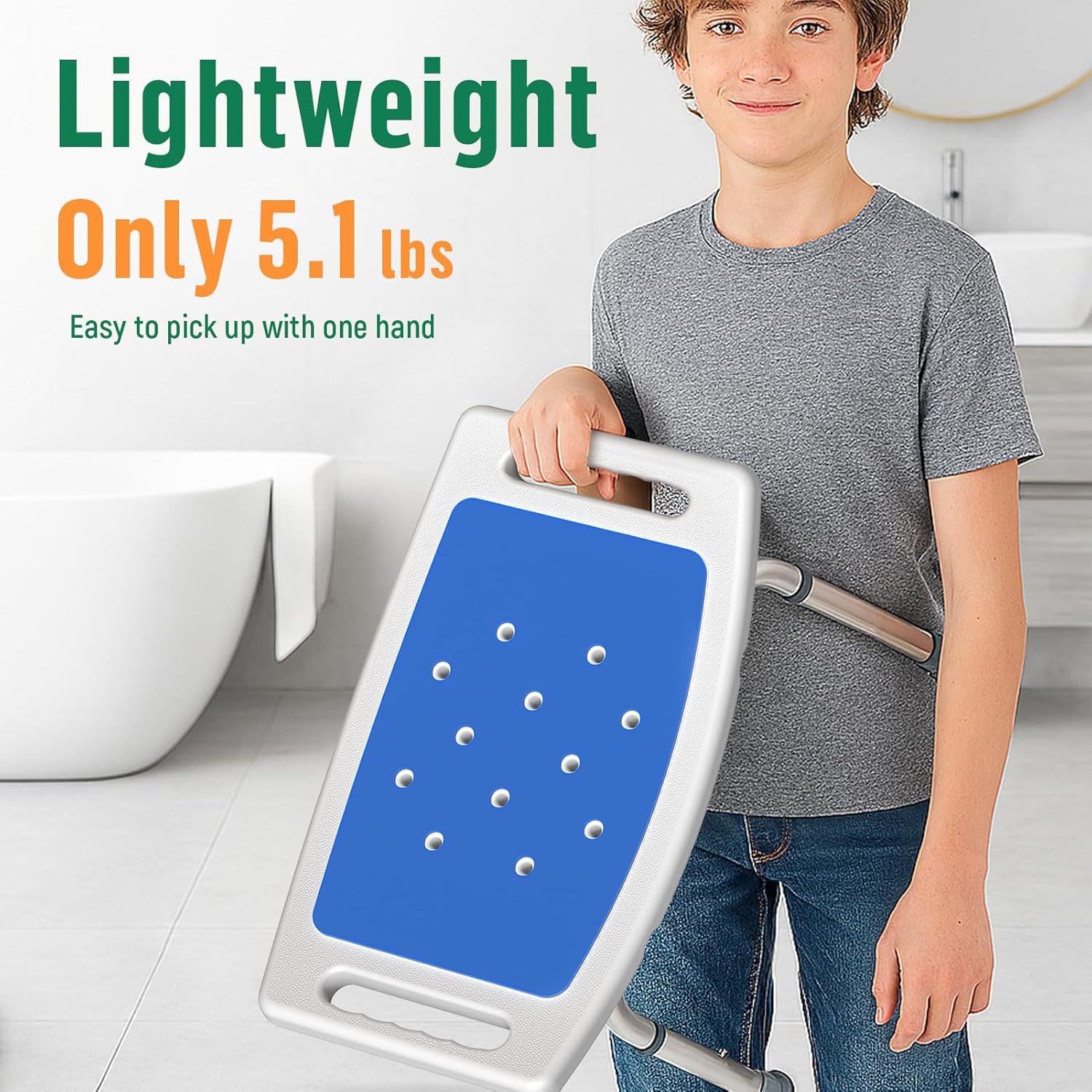 Luckfaith Shower Chair with Adjustable Height – Non-Slip Bathroom Shower Stool and Lightweight Shower Seat for Disabled, Seniors & Pregnant with Limited Mobility UK