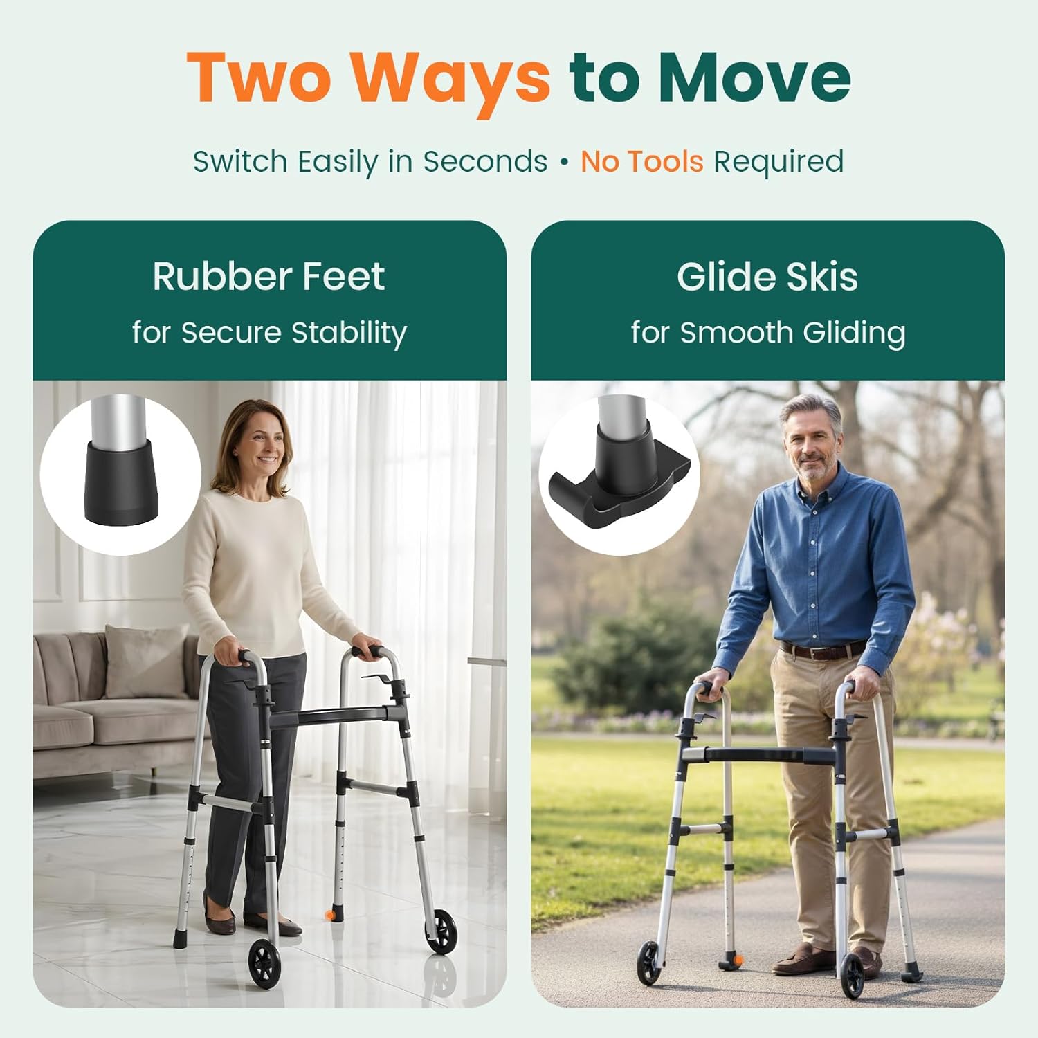 Luckfaith LW01 Lightweight Walking Frame with Wheels for Elderly & Disabled,Durable & Easy to Use Mobility Aid