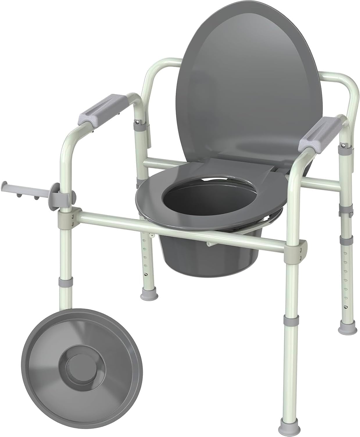 Luckfaith Lightweight Height Adjustable Commode Toilet Chair with Removable Bucket –Portable Bedside Toilet Aid for Elderly & Disabled Adults