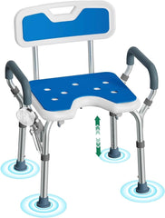 Luckfaith Shower Stool with Arms & Adjustable Height, Anti Slip Design with Padded Handles