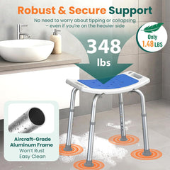 Luckfaith LC06 Shower Chair – Height-Adjustable Stool for Shower or Bathtub, Non-Slip Bench Seat for Elderly, Disabled, and Mobility-Limited Individuals