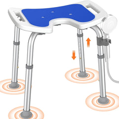 Luckfaith LC08 U-Shaped Shower Chair – Height-Adjustable Stool for Shower or Bathtub, Non-Slip Bench Seat for Elderly and Disabled Users