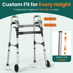Luckfaith LW01 Lightweight Walking Frame with Wheels for Elderly & Disabled,Durable & Easy to Use Mobility Aid
