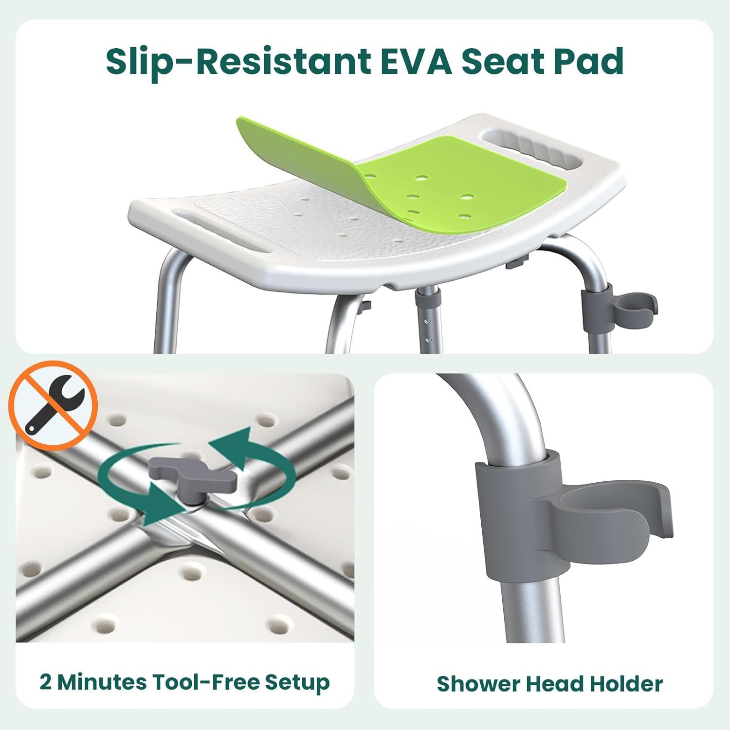 Luckfaith Shower Chair with Adjustable Height – Non-Slip Bathroom Shower Stool and Lightweight Shower Seat for Disabled UK