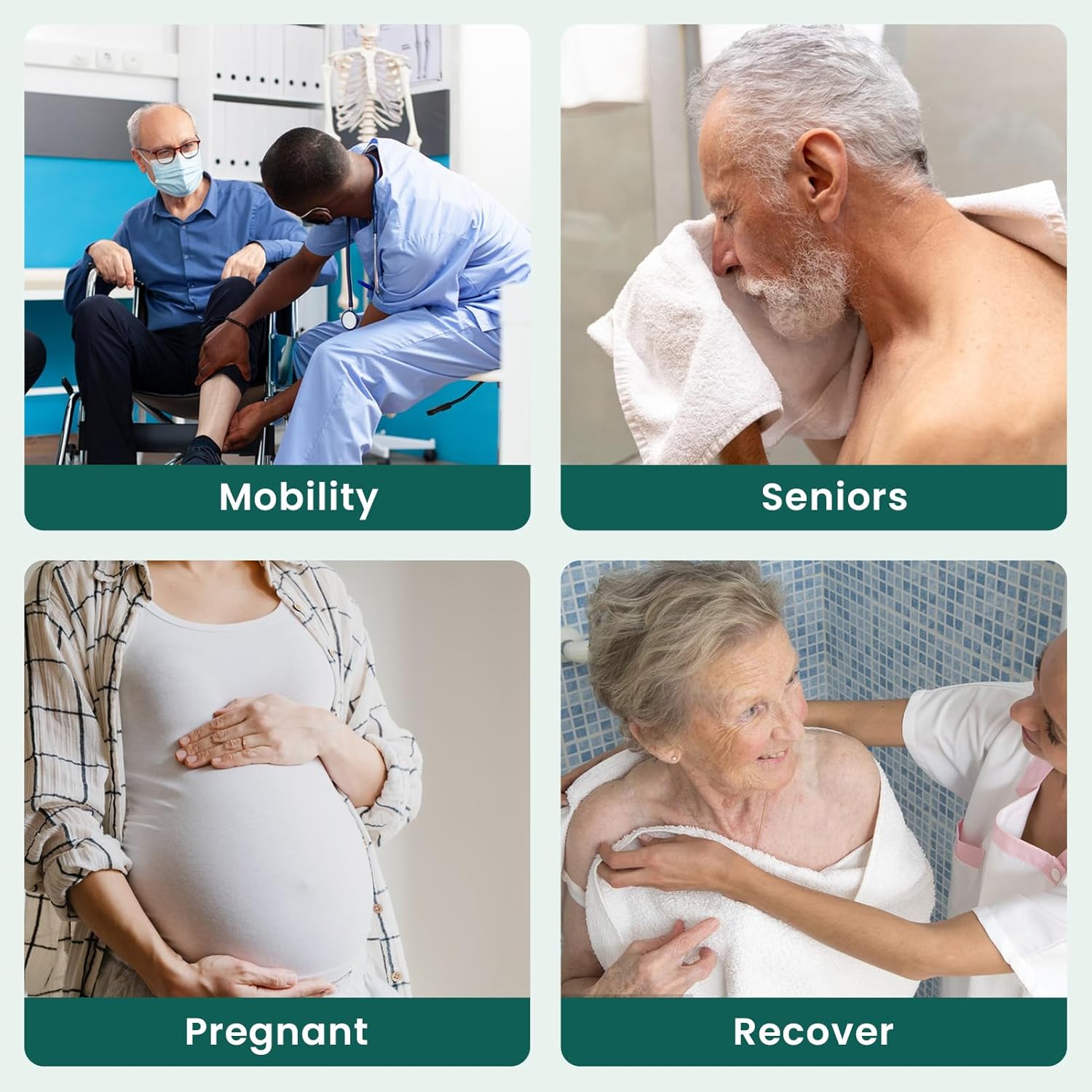 Luckfaith LC06 Shower Chair – Height-Adjustable Stool for Shower or Bathtub, Non-Slip Bench Seat for Elderly, Disabled, and Mobility-Limited Individuals