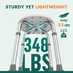 Luckfaith LC05 Shower Chair – Adjustable Height Aluminum Frame Stool with Non-Slip Feet for Bathtub Use, Designed for Elderly and Disabled Users